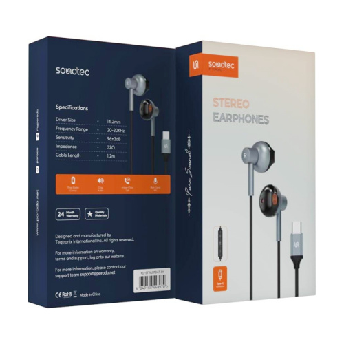 H/f (type-c) porodo soundtec pd-stwlep047-bk черные