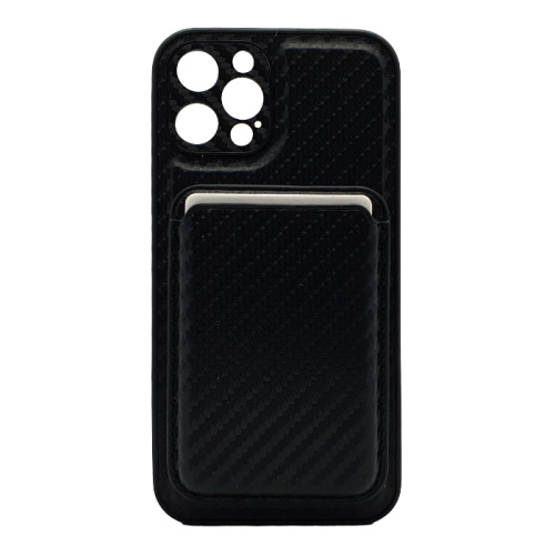 Чехол-крышка casetify карбон с закрытой камерой с визитницей для iphone 12pro (6.1) черный