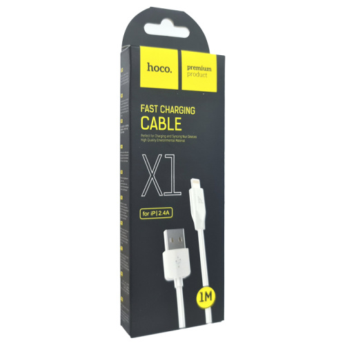 Кабель usb hoco x1 lightning (1m) белый 