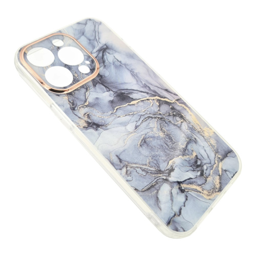 Чехол-силикон мрамор для iphone 13 pro max голубой