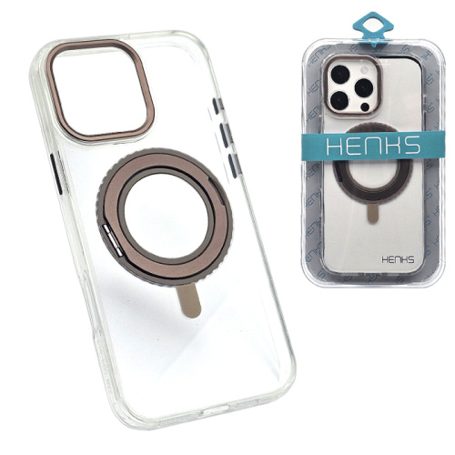 Чехол-крышка henks #56 play magsafe для iphone 16 pro max clear gold