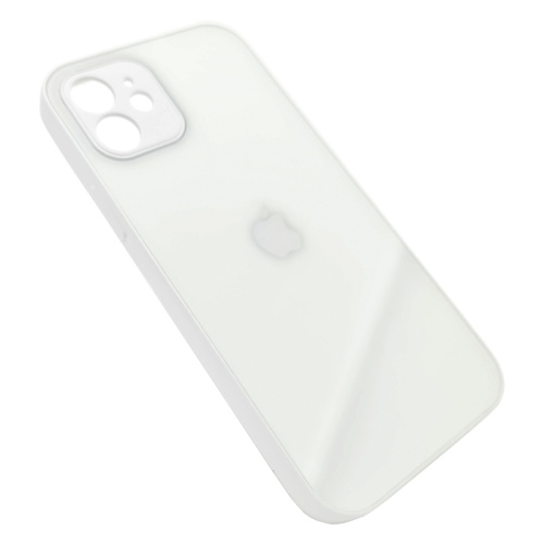 Чехол крышка с глянцевым стеклом для iphone 12 белый
