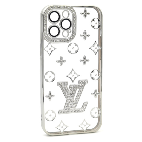 Чехол-силикон louis vuitton стразы для iphone 12 pro (6.1) серебристый