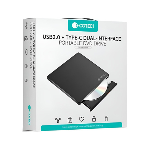 Портативный dvd привод usb2,0/type-c coteci of-006