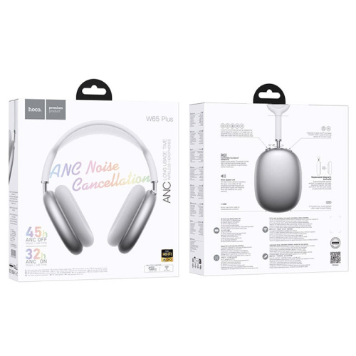 Беспроводные наушники hoco w65 plus с микрофоном (большие) серые
