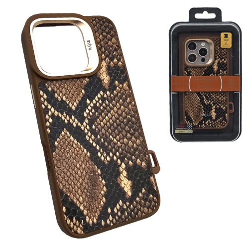 Чехол-крышка #84 kajsa glamorous genuine leather snake pattern для iphone 16 pro brown