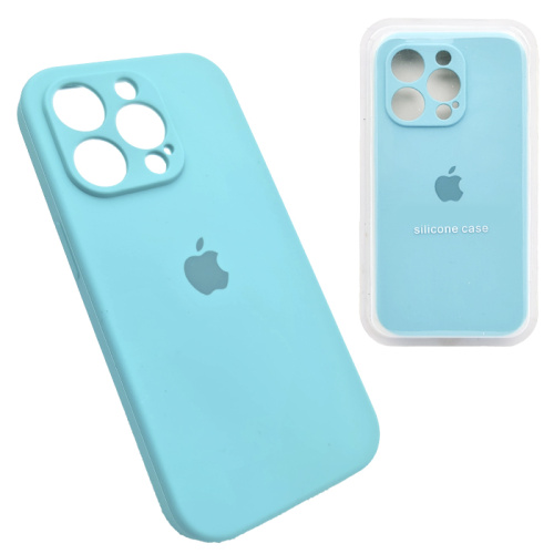 Чехол-силикон silicone case аналог (cam.protec) для iphone 14 pro бирюзовый