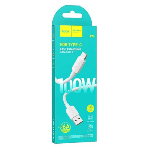 Кабель usb hoco x96 type-c (100w/6a/1м) белый (***)