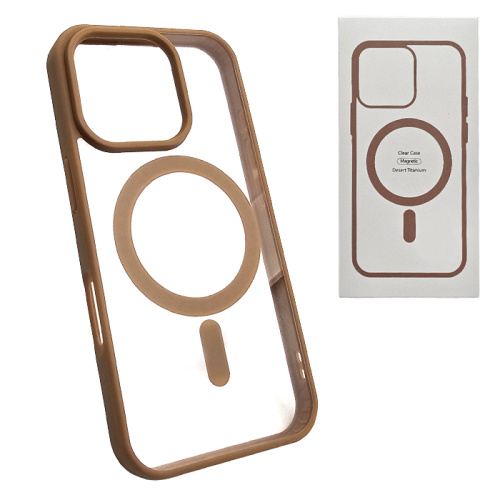 Чехол-силикон clear case magsafe (magnetic) для iphone 16 pro desert titanium