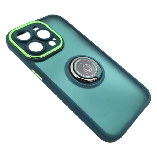 Чехол-крышка beauty с кольцом для iphone 14pro зеленый