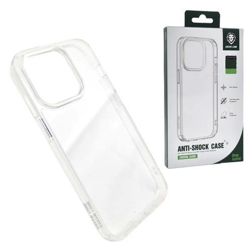 Чехол-крышка green lion anti-shock case drop tested для iphone 14 pro кристально-прозрачный