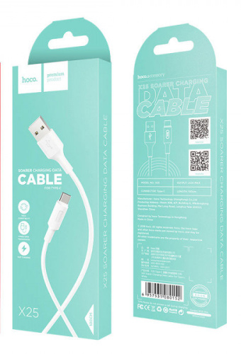 Кабель usb hoco x25 type-c (1m) белый (***)