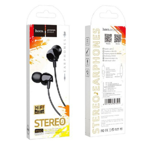 H/f (3.5mm) hoco m60 с микрофоном черные