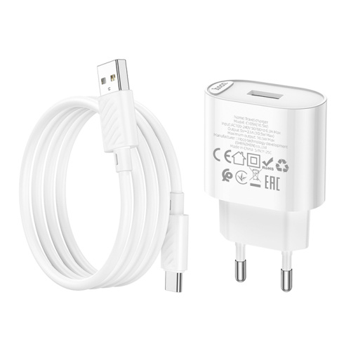 Сзу hoco c109a (usb/type-c/10.5w) белое