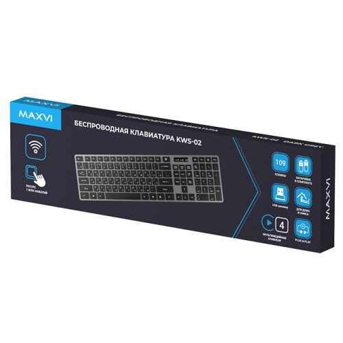 Беспроводная клавиатура maxvi kws-02 темный серый