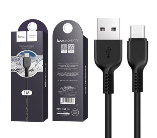 Кабель usb hoco x20 type-c 1m черный 