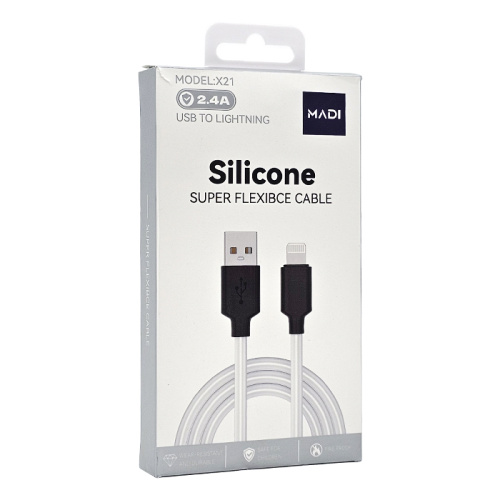 Кабель usb madi x21 lightning белый 