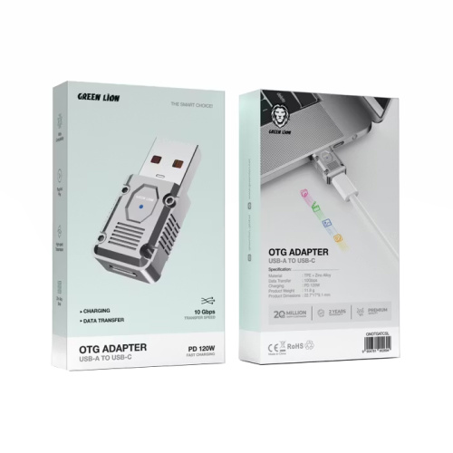 Otg адаптер green lion gnotgatcsl type-c на usb серебристый
