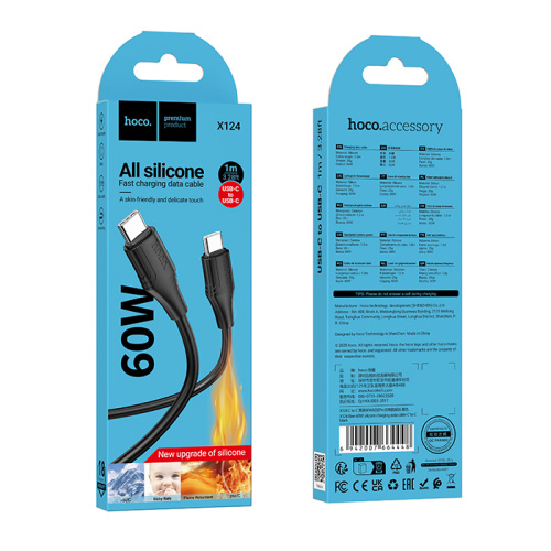 Кабель type-c hoco x124 type-c 60w черный 