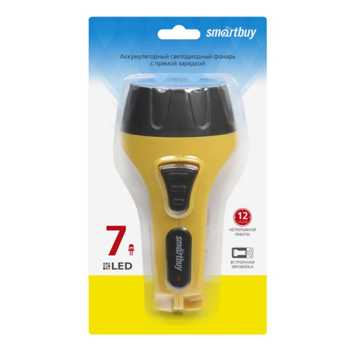 Фонарь smartbuy sbf-86-y аккумуляторный, 7led, аккум. 4v 0.8ah, прямая зу от 220в, жёлтый (1/60)