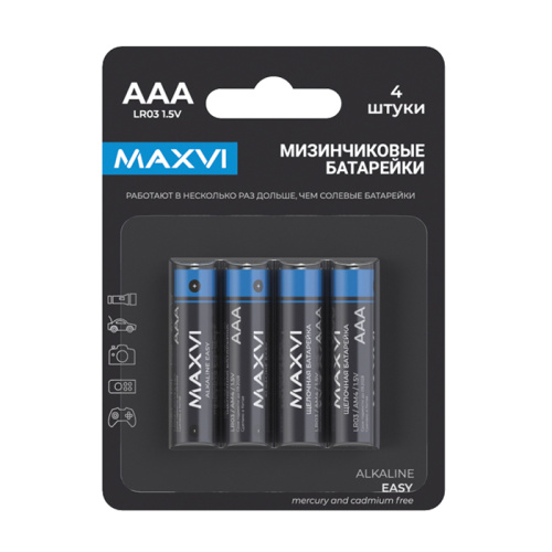 Щелочная батарейка maxvi mblr03es4 aaa (lr03)