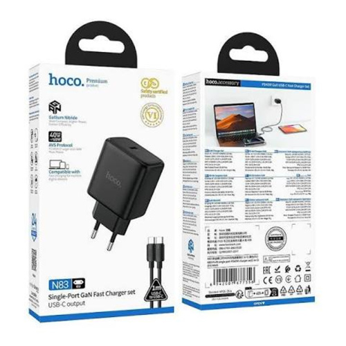 Сзу hoco n83 type-c to type-c (pd40w) черное