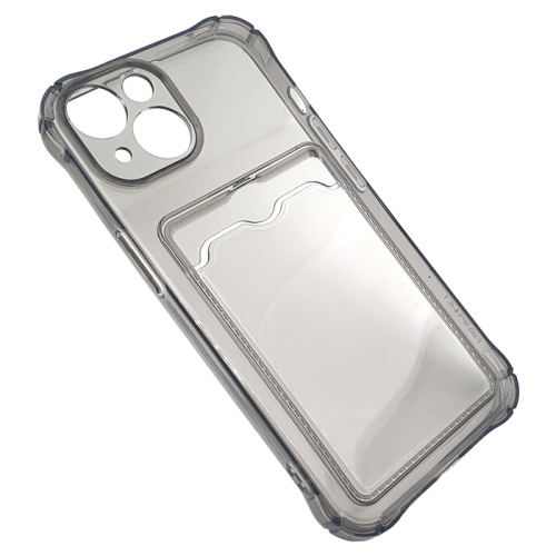 Чехол-силикон card holder iphone 15 темно-прозрачный