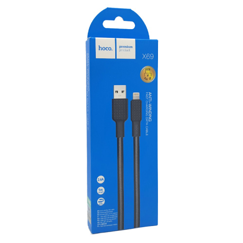 Кабель usb hoco x69 lightning черно-белый 