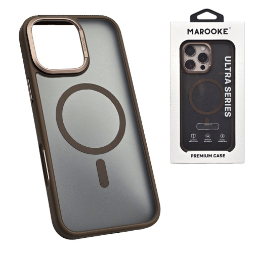 Чехол-крышка marooke m09 матовый с круглой металлической рамкой для iphone 16 pro коричневый (***)