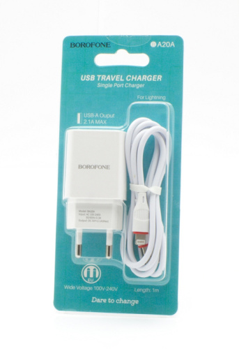 Сзу borofone ba20a lightning (usb) белое