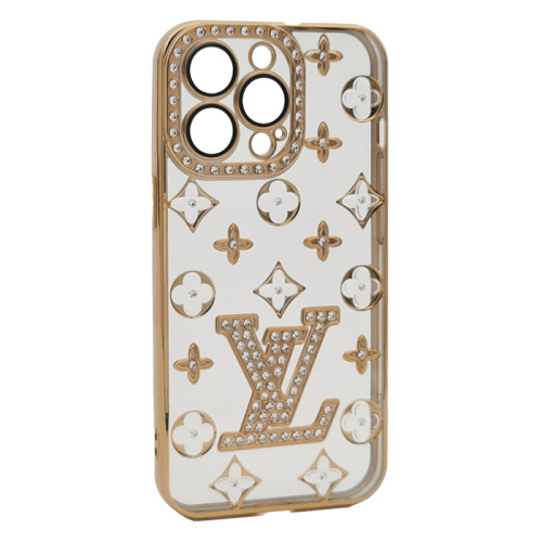 Чехол-силикон louis vuitton стразы для iphone 13 pro (6.1) золотой
