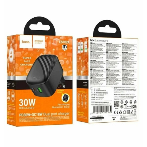 Сзу hoco cs102a (pd30w+qc18w) черное