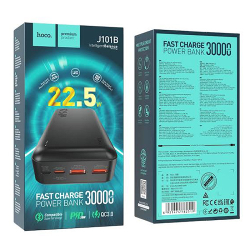 Пзу hoco j101b 30000mah (pd20w/qc3.0) черный