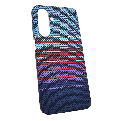 Чехол-крышка knit для Samsung a26 carbone zigzag голубой с красным