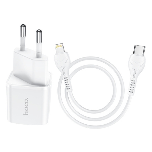 Сзу/type-c hoco n10 type-c на lightning (20w) белое