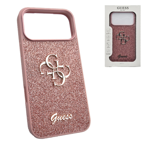 Чехол-крышка #33 guess glitter для iphone 17 pro розовый (lhg4sgp)