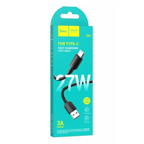Кабель usb hoco x96 type-c (27w/3a/1м) черный 