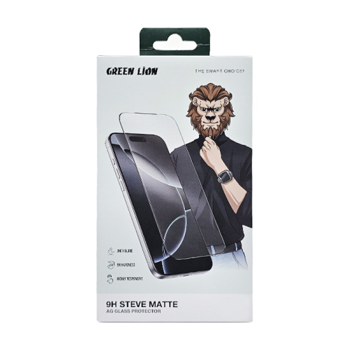 Стекло green lion 9h steve matte iphone 17 pro max прозрачный