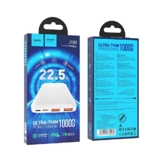 Пзу hoco j101 10000mah (pd20w/qc3.0) белый