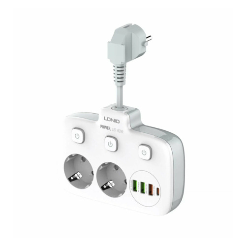 Сетевой фильтр ldnio sc2435 на 2 розетки + 3 usb 2500w