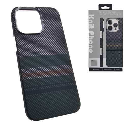 Чехол-крышка knit magsafe (box) для iphone 15 pro max pixel carbone черно-зеленый