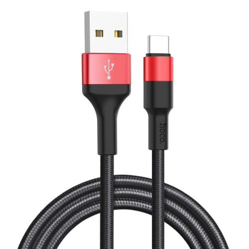 Кабель usb hoco x26 type-c 1m (3a) красно-черный