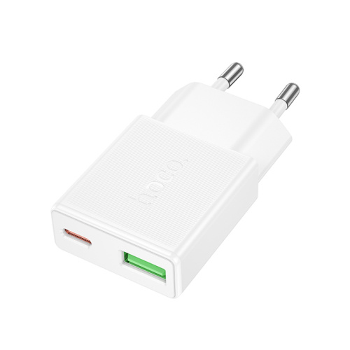 Сзу hoco n73 type (usb-a/usb-c/20w) белое