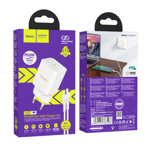Сзу hoco n27 type-c на type-c (pd20w) белое