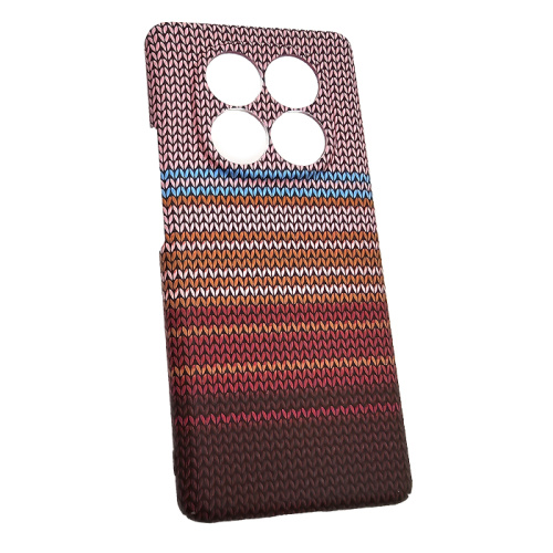 Чехол-крышка knit для redmi note 14 pro 4g carbone zigzag розовый с коричневым