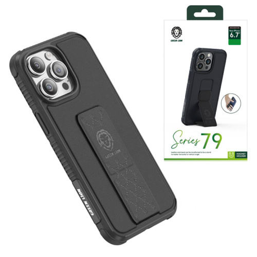 Чехол-крышка green lion series 79 leather stand для iphone 14 pro черный