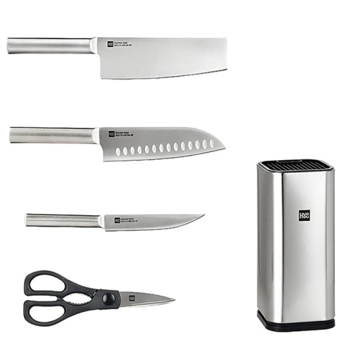 Набор кухонных ножей xiaomi huohou stainless steel kitchen knife set hu0095 metallic (0953)