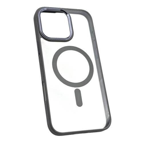 Чехол-силикон #014 clear case magsafe для iphone 16 pro в пакетике серый