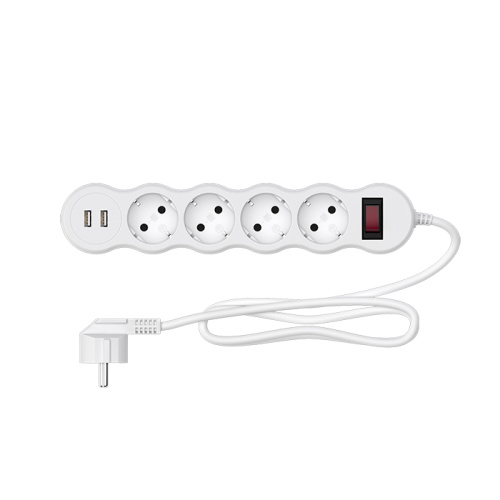 Сетевой фильтр maxvi sp-230a 2300вт (4 розеток/2usb) 3м белый