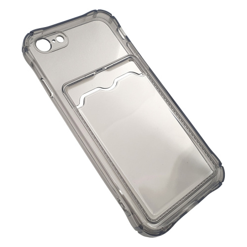 Чехол-силикон card holder iphone 7/8/se2 темно-прозрачный
